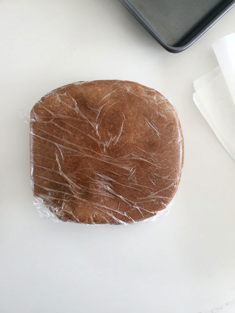 Biscuit dough wrapped in cling film.